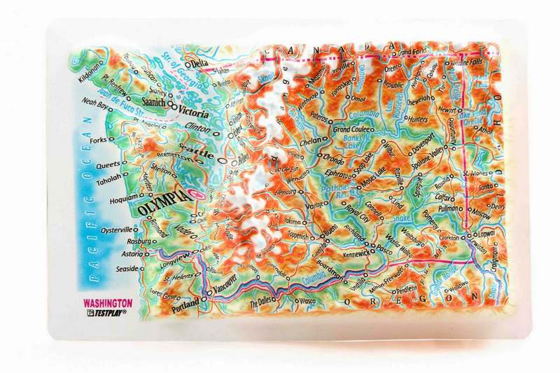 Picture of TestPlay 3340 Washington State Raised Relief Map, Framed - Souvenir Size