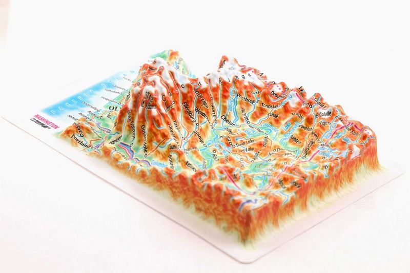 Picture of TestPlay 3342 Washington State Raised Relief Map, Rubberized Foam Backing - Souvenir Size