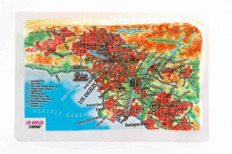 Picture of TestPlay 3358 Los Angeles Raised Relief Map, Framed - Souvenir Size