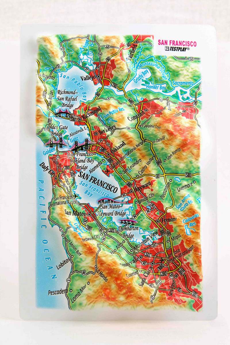 Picture of TestPlay 3381 San Francisco Raised Relief Map, Framed - Souvenir Size