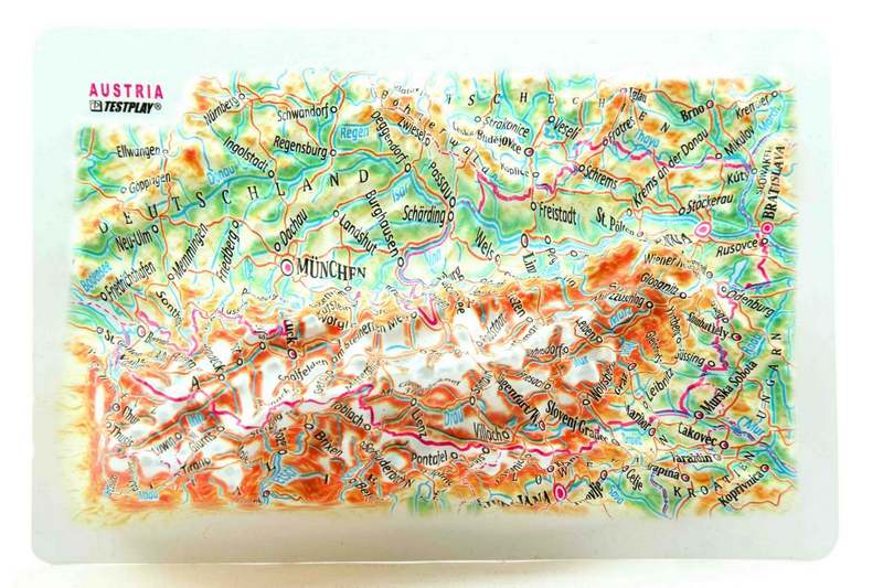 Picture of TestPlay 3397 Austria Raised Relief Map, Framed - Souvenir Size