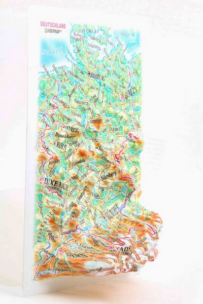 Germany Raised Relief Map, Unframed - Souvenir Size