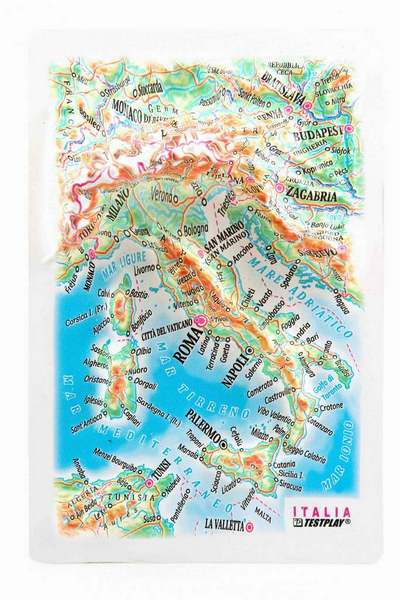 Italy Raised Relief Map, Framed - Souvenir Size