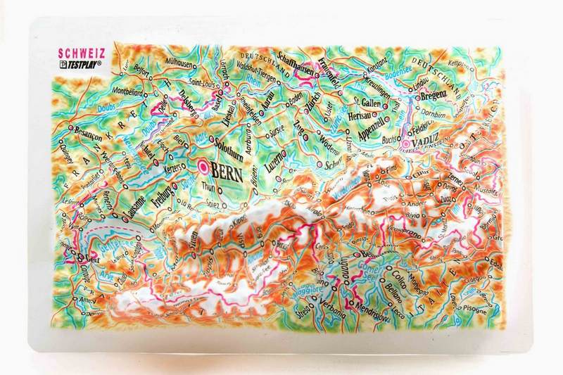 Switzerland Raised Relief Map Framed  Souvenir Size