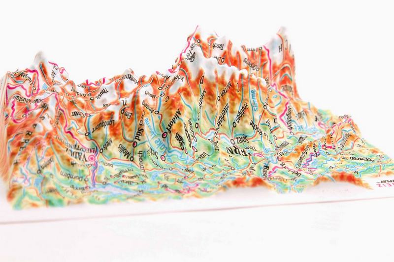 Switzerland Raised Relief Map, Rubberized Foam Backing Plus Magnet - Souvenir Size