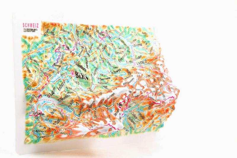 Switzerland Raised Relief Map, Unframed - Souvenir Size