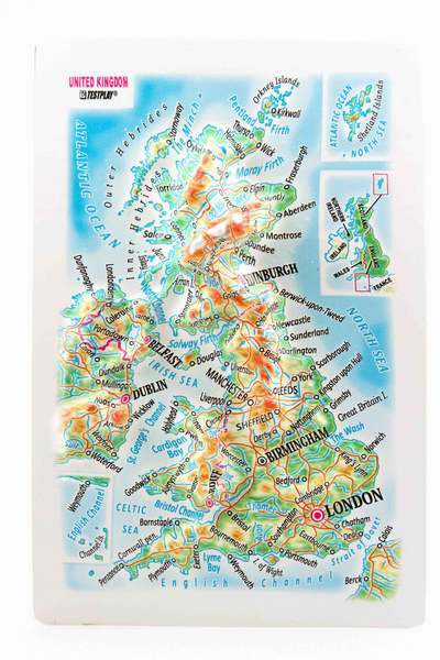 United Kingdom Raised Relief Map, Framed - Souvenir Size