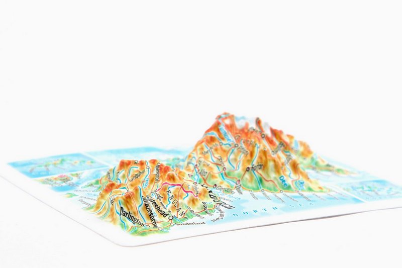 United Kingdom Raised Relief Map, Rubberized Foam Backing - Souvenir Size