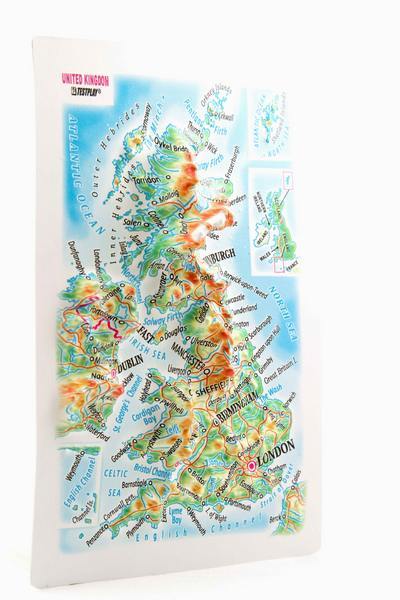 United Kingdom Raised Relief Map, Unframed - Souvenir Size