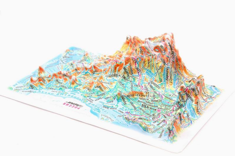 Russia Raised Relief Map, Rubberized Foam Backing Plus Magnet - Souvenir Size