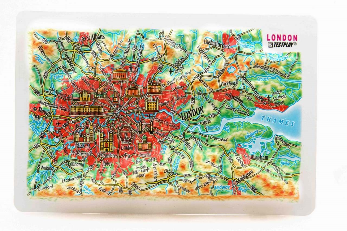 London Raised Relief Map, Framed - Souvenir Size