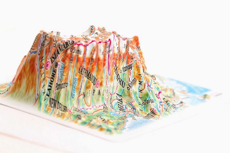 China Raised Relief Map, Rubberized Foam Backing Plus Magnet - Souvenir Size