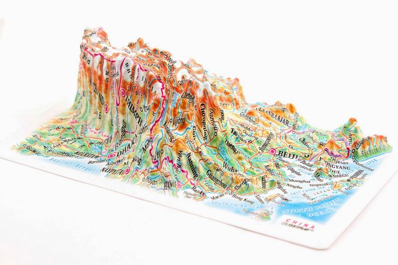 China Raised Relief Map, Rubberized Foam Backing - Souvenir Size