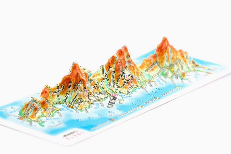 3501 Crete Raised Relief Map, Rubberized Foam Backing Plus Magnet - Souvenir Size