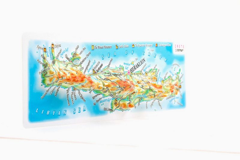 Crete Raised Relief Map, Rubberized Foam Backing - Souvenir Size