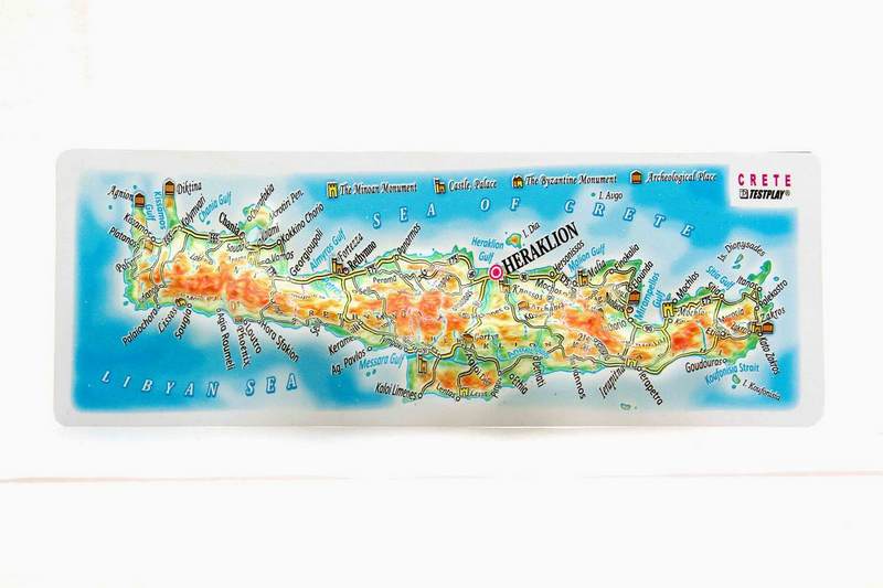 Crete Raised Relief Map, Unframed - Souvenir Size