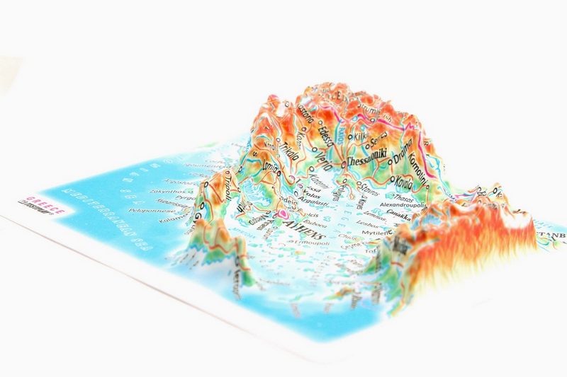 Greece Raised Relief Map, Rubberized Foam Backing - Souvenir Size
