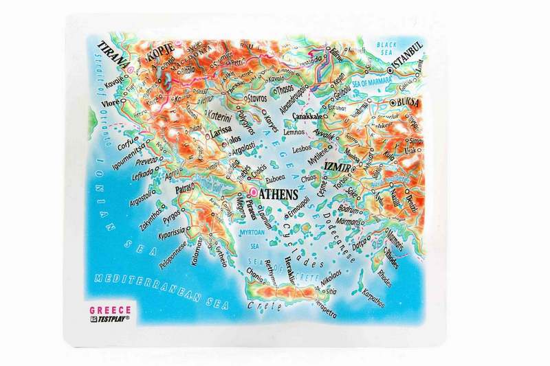 Greece Raised Relief Map, Unframed - Souvenir Size
