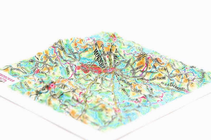 Moscow Region Raised Relief Map, Rubberized Foam Backing - Souvenir Size