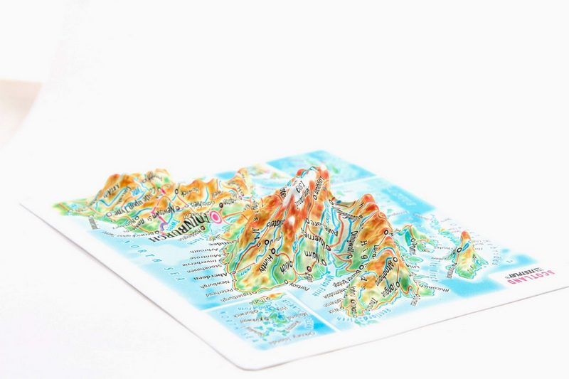 Scotland Raised Relief Map, Rubberized Foam Backing - Souvenir Size