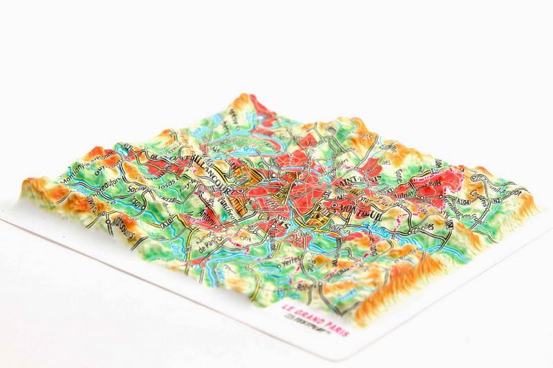 Paris Raised Relief Map, Rubberized Foam Backing - Souvenir Size