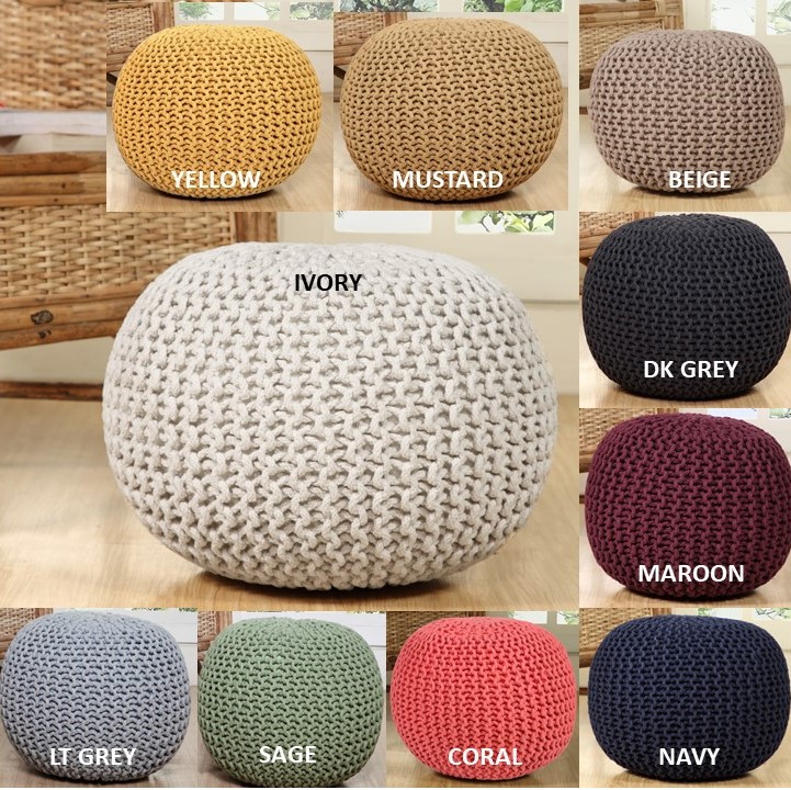 Picture of Aanny Designs JJS01158 Lychee Cotton Knit Pouf Ottoman&#44; Sage Green