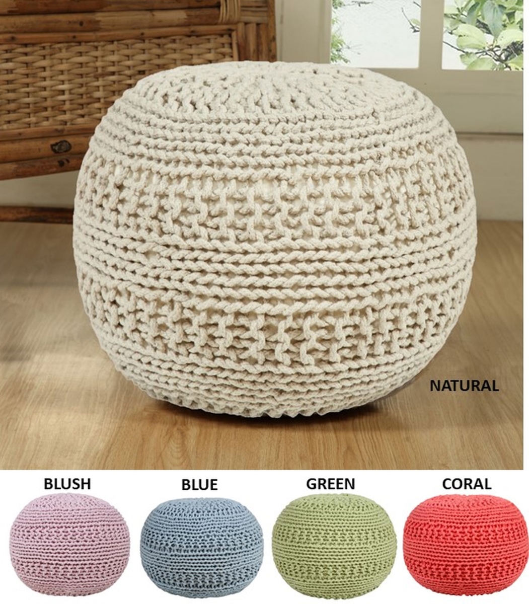 Picture of Aanny Designs JJSG1176 Grammercy Cotton Knit Pouf Ottoman&#44; Sage Green