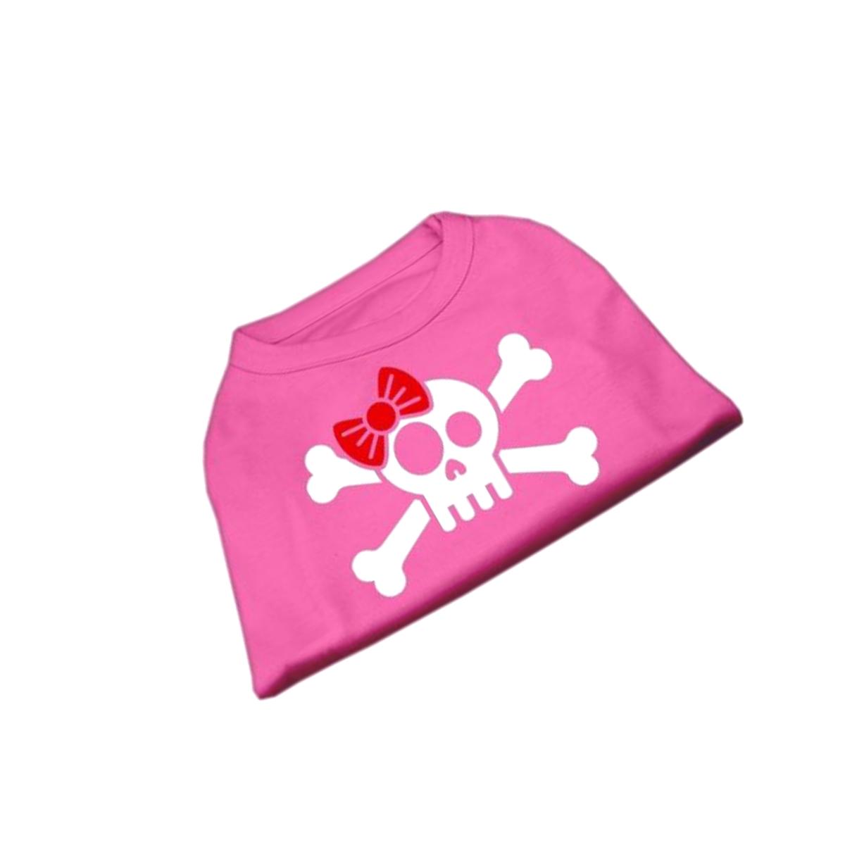 Picture of Mirage Pet Products 51-85 XXLBPK Skull Crossbone Bow Screen Print Shirt Bright Pink XXL - 18