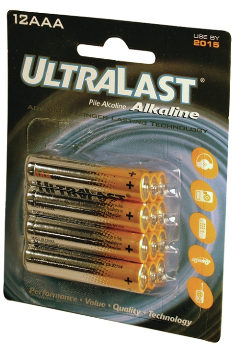 Picture of Ultralast ULA12AAA 1.5V AAA Alkaline cell Batteries - Pack of 12