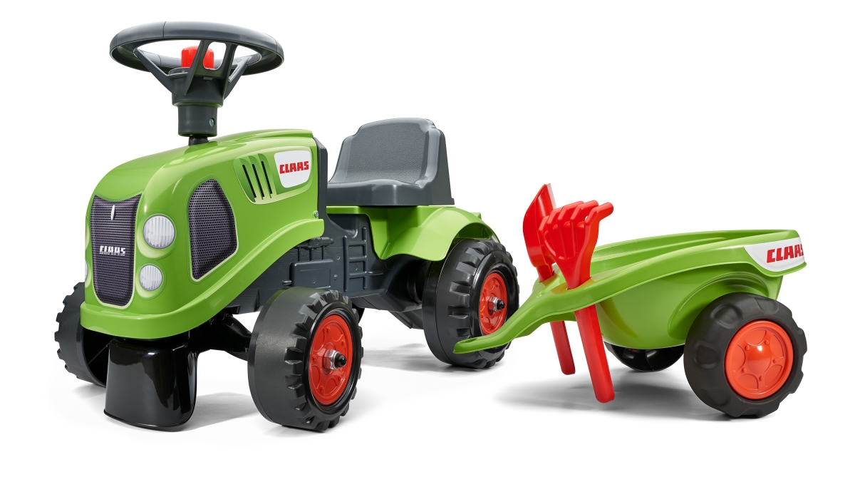 Picture of Falk FA212C Claas Ride-On & Push-Along Tractor with Trailer & Tools for 1 Year Kids&#44; Green
