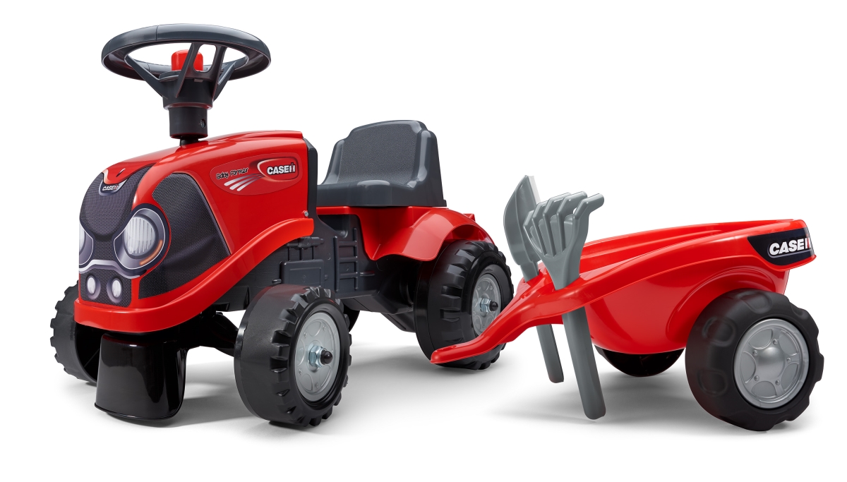 Case IH Ride-On & Push-Along Tractor with Trailer & Tools for 1 Year Kids, Red