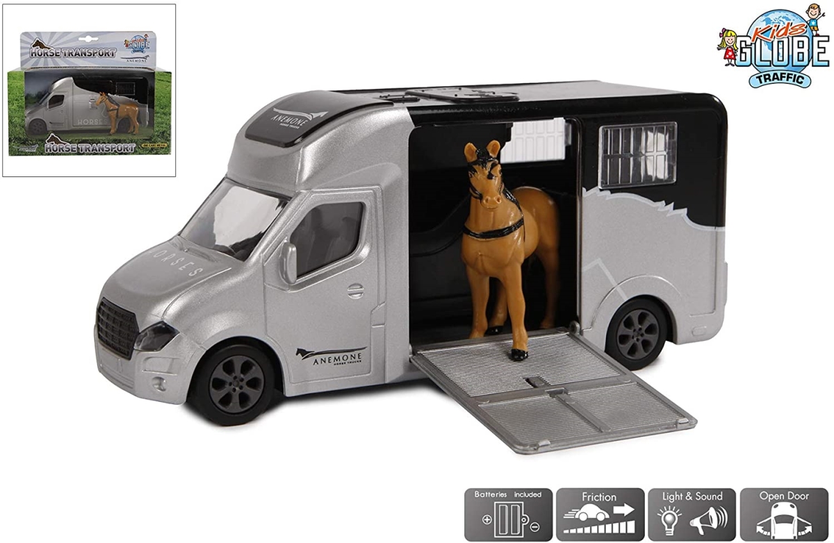 Anemone Horse Truck with One Horse Die Cast Pull Back with Light & Sound