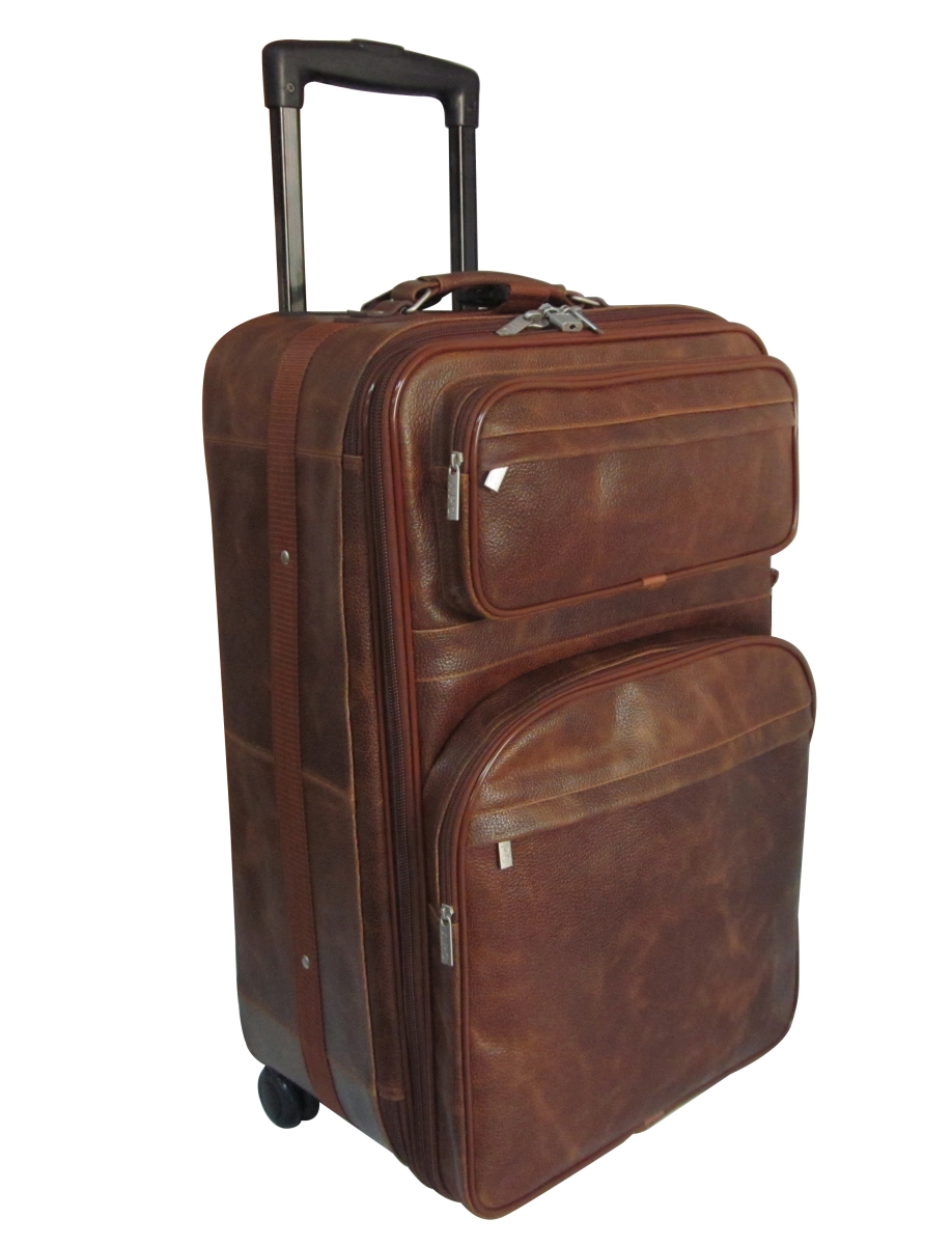 Picture of AmeriLeather 89-4 26 in. Waxy Leather Expandable Suitcase with Wheels&#44; Brown