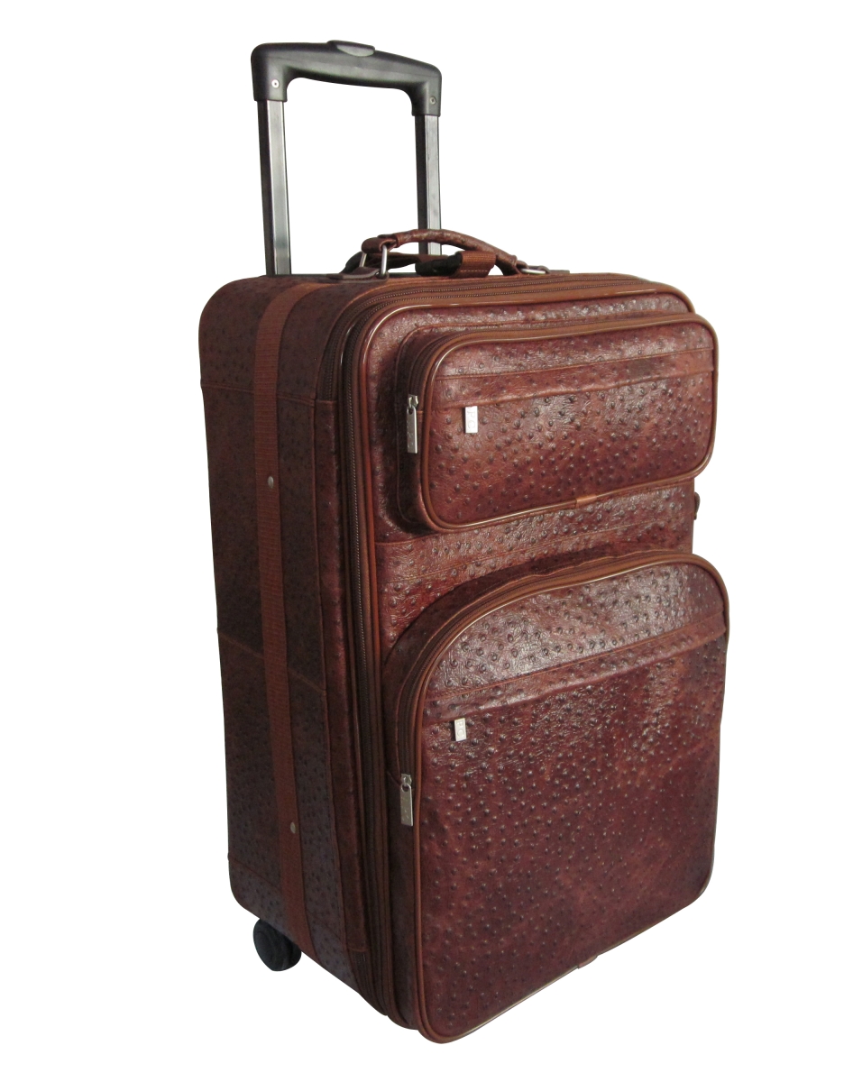 Picture of AmeriLeather 89-6 26 in. Ostrich Print Leather Expandable Suitcase with Wheels&#44; Brown