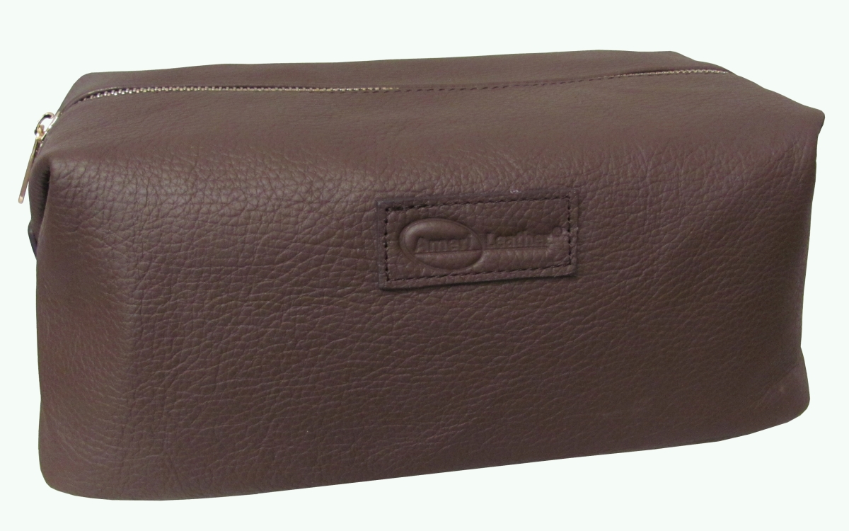 Picture of Amerileather 23-2 Amerileather Madison Leather Toiletry Bag&#44; Brown