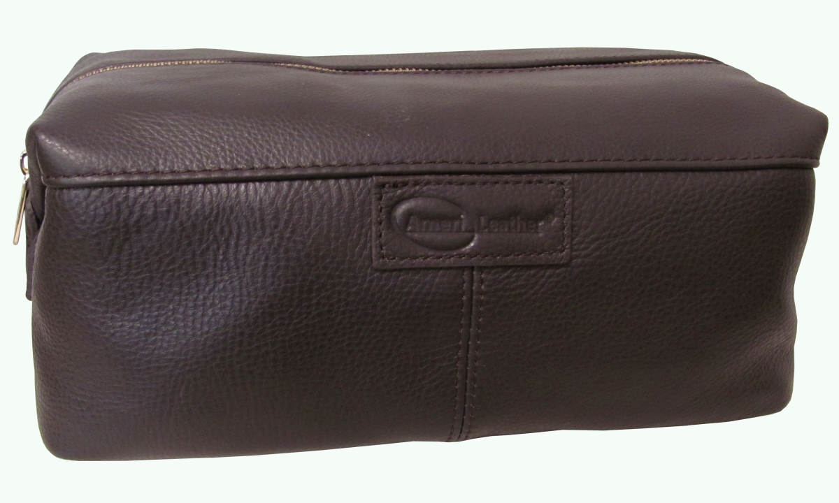 Picture of Amerileather 23-4 Amerileather Madison Leather Toiletry Bag, Dark Brown