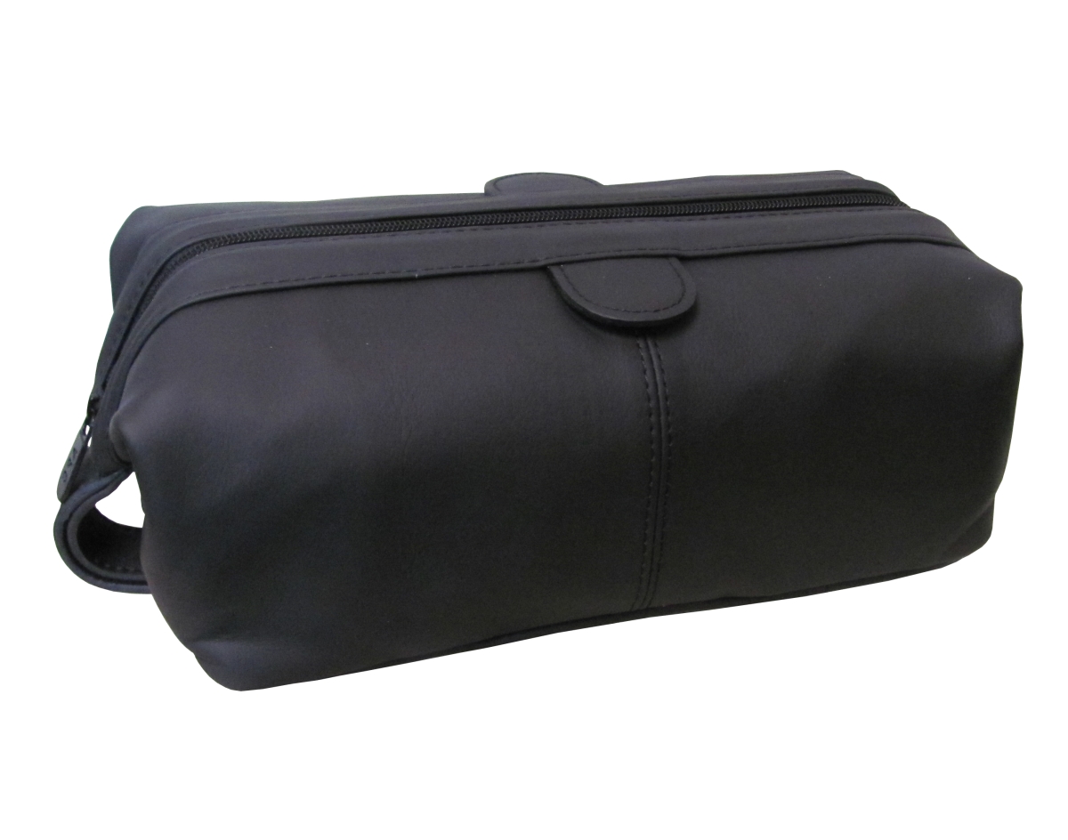 Picture of Amerileather 24-0 Amerileather Zip Top Leather Toiletry Bag&#44; Black