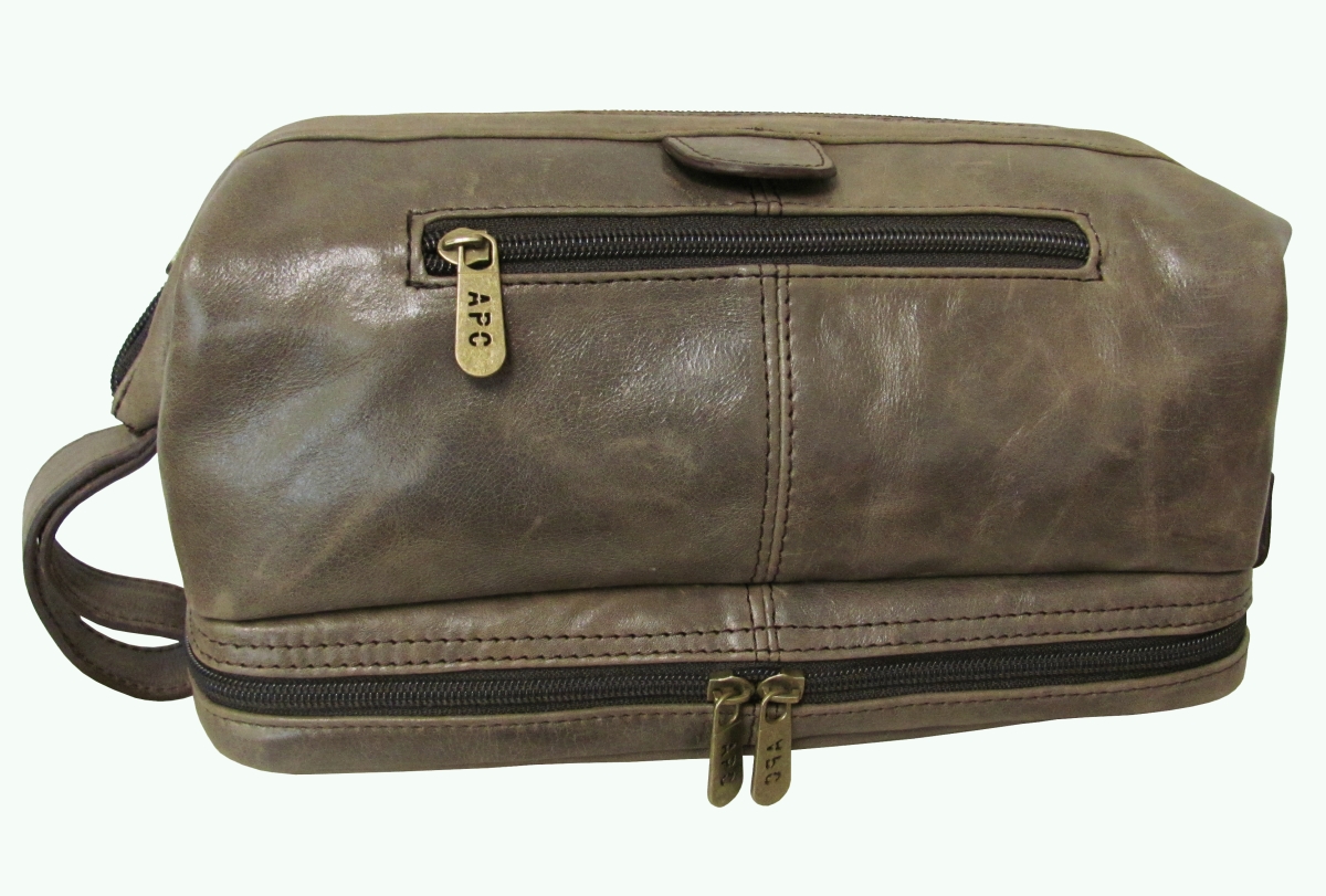 Picture of Amerileather 26-3 Amerileather Leather Toiletry Bag, Grey