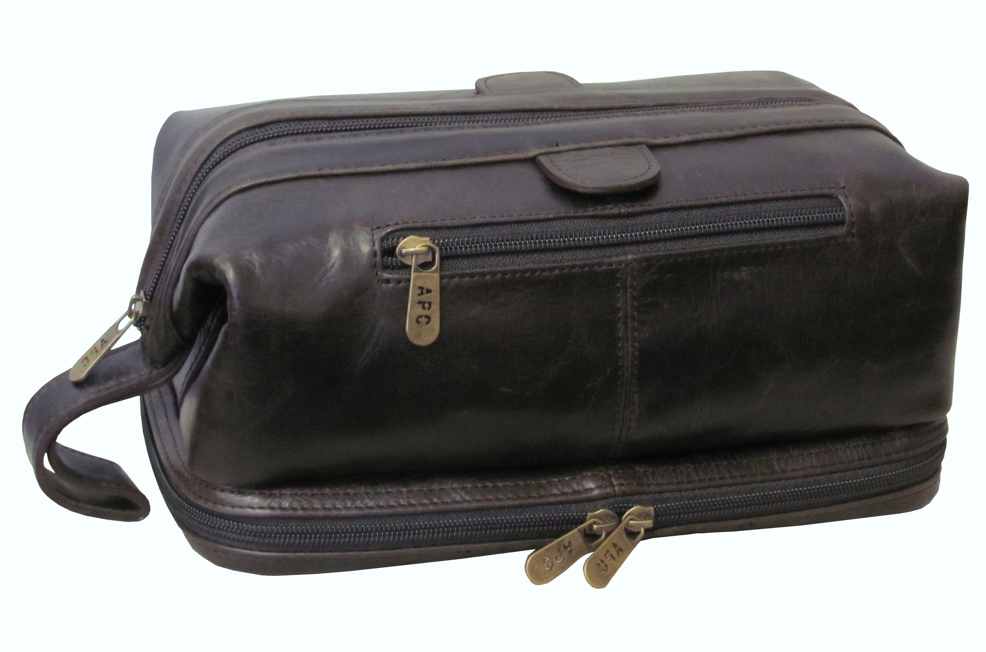 Picture of Amerileather 26-4 Amerileather Leather Toiletry Bag&#44; Dark Brown
