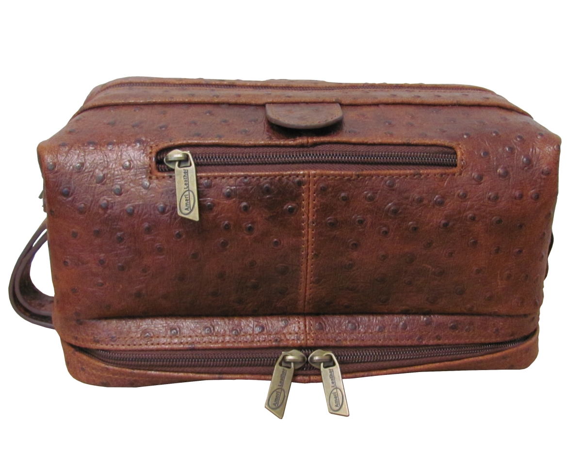 Picture of Amerileather 26-6 Amerileather Leather Toiletry Bag&#44; Ostrich Brown