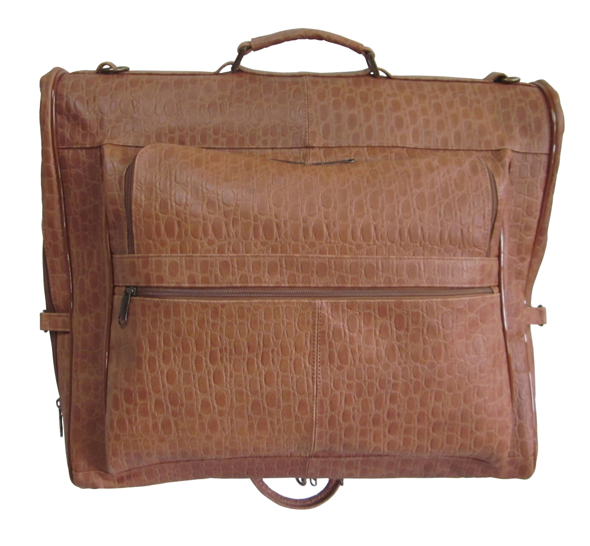 Picture of Amerileather 2435-1 Amerileather Brown Leather Chai River Pebble-Print Garment Bag