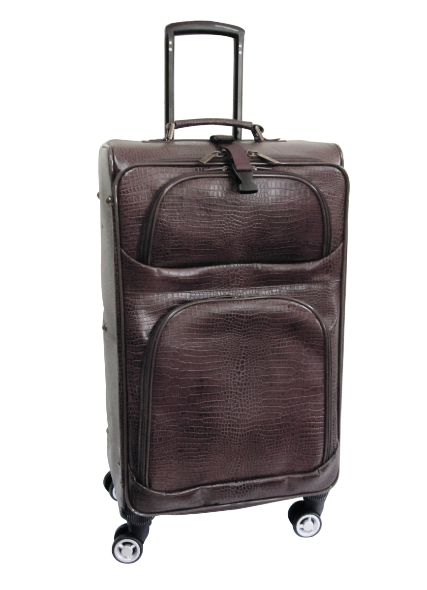 Picture of AmeriLeather 8601-4L 30 x 11.75 x 11.75 in. Croco-Print Leather Luggage with Spinner Wheel&#44; Dark Brown