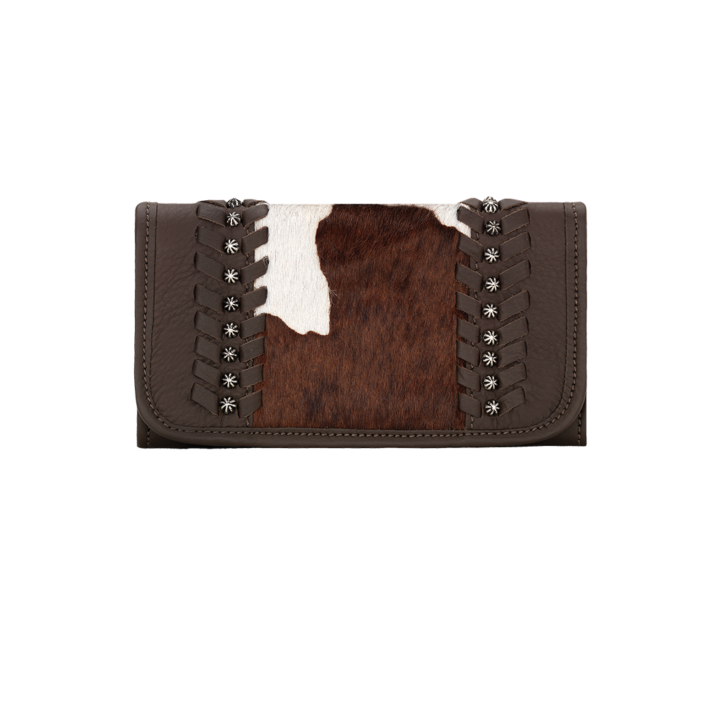Picture of American West 4150282 Cow Town Ladies Tri-Fold Wallet&#44; Chocolate & Pony Hair