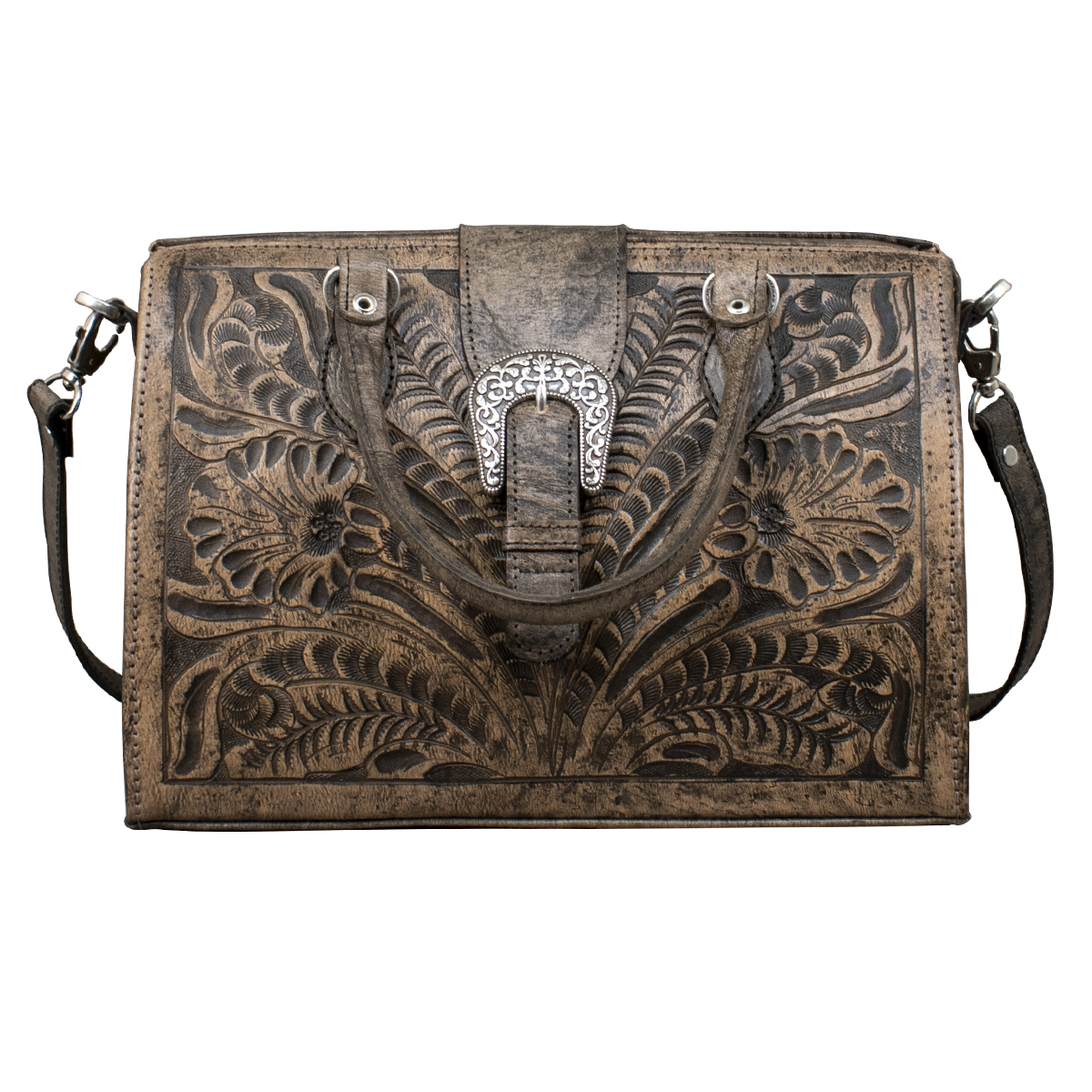 Picture of American West 6683501 Vintage Large Doctors Satchel&#44; Distressed Charcoal