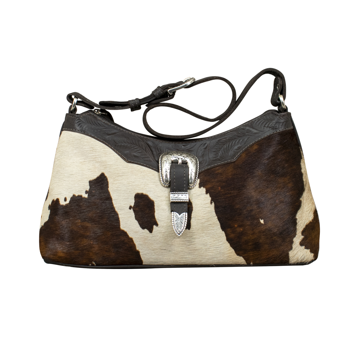 Picture of American West 4150285 15 in. Cow Town Zip-Top Shoulder Bag, Brown
