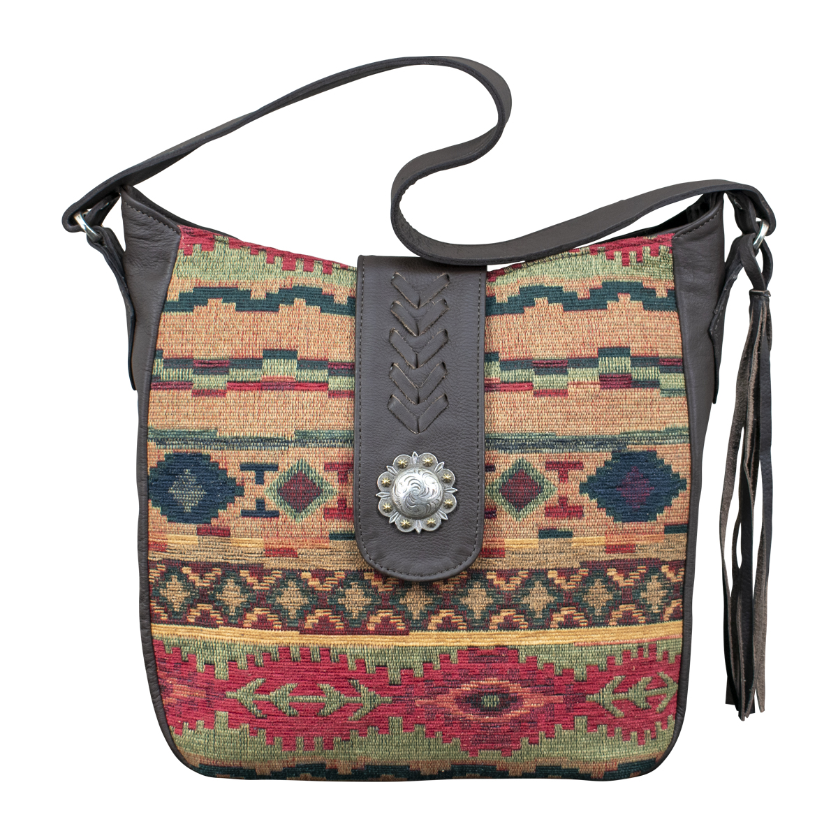 Picture of American West 6140331C 12 in. Hand Woven Santa Fe Tapestry Soft Zip Top Shoulder Hobo, Multi Color