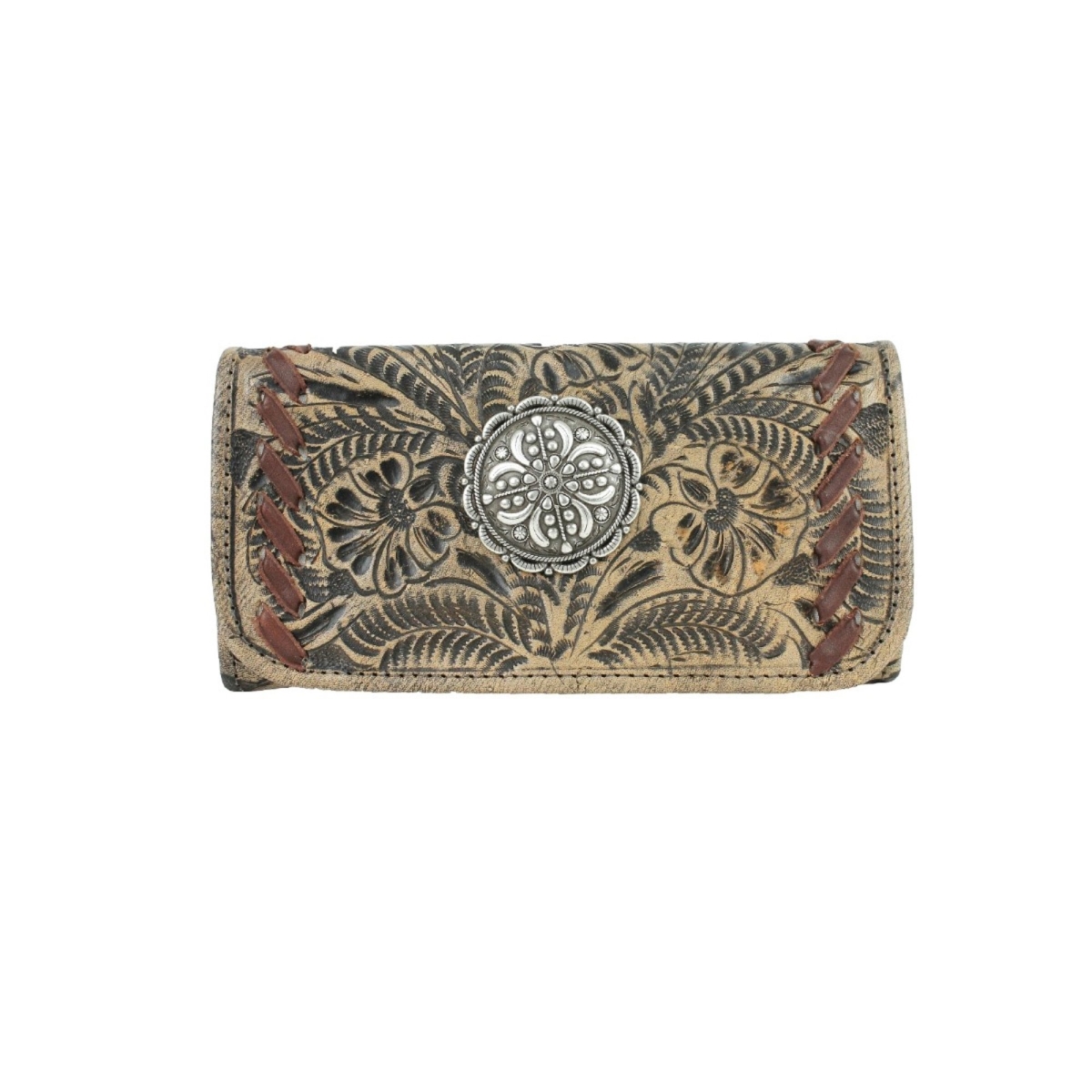 Picture of American West 7385282 Lariats & Lace Tri-Fold Wallet&#44; Brown