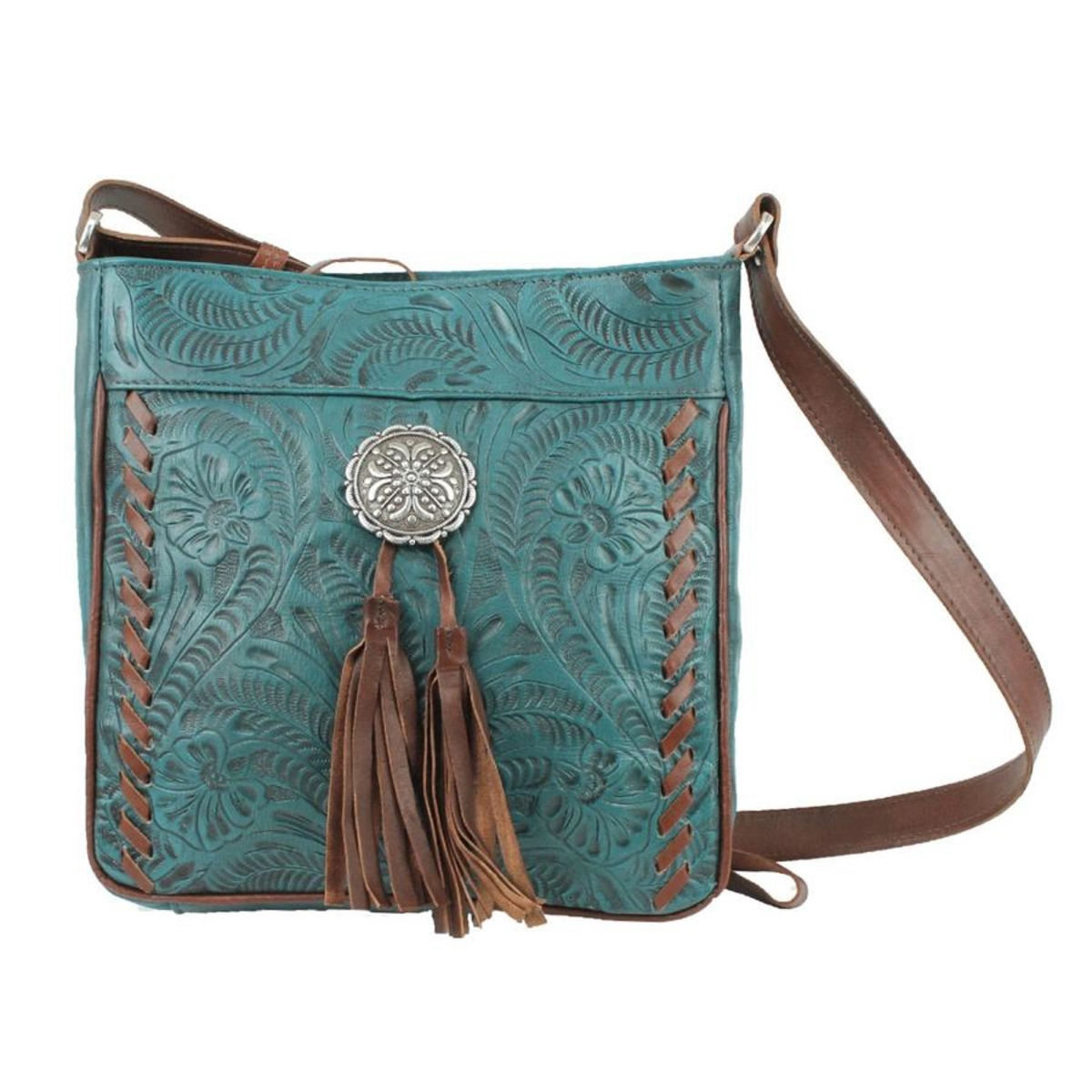 Picture of American West 7316934 Lariats & Lace Messenger Bag with Wallet Compartment On Back&#44; Dark Turquoise