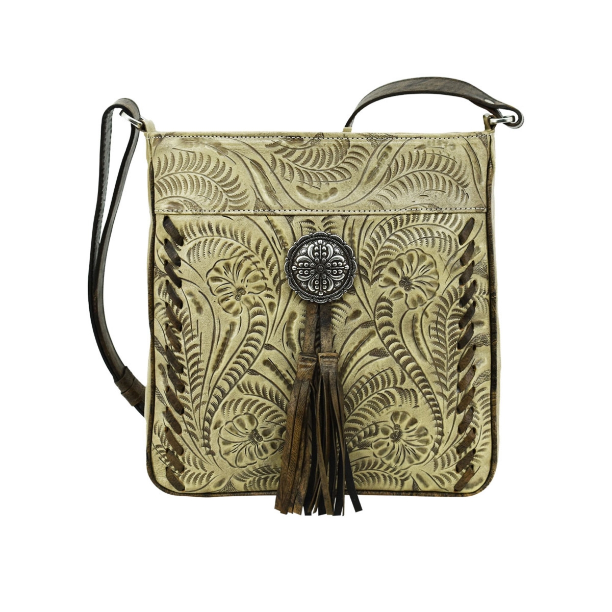 Picture of American West 7352934 Lariats & Lace Messenger Bag with Wallet Compartment On Back&#44; Sand