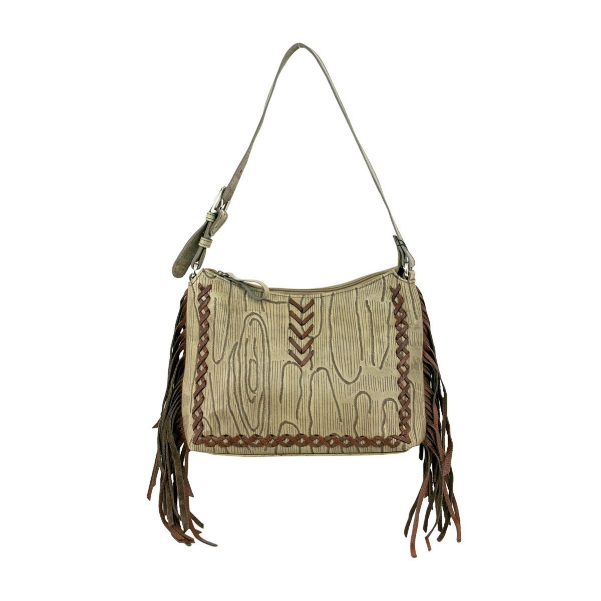 Picture of American West 5352181 Driftwood Zip Top Shoulder Bag, Sand